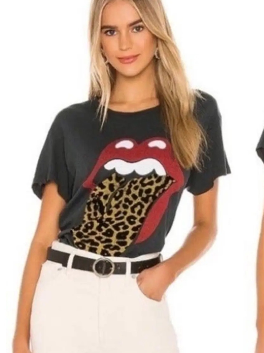 Daydreamer X Free People Rolling Stones Leopard Tongue Tour Tee